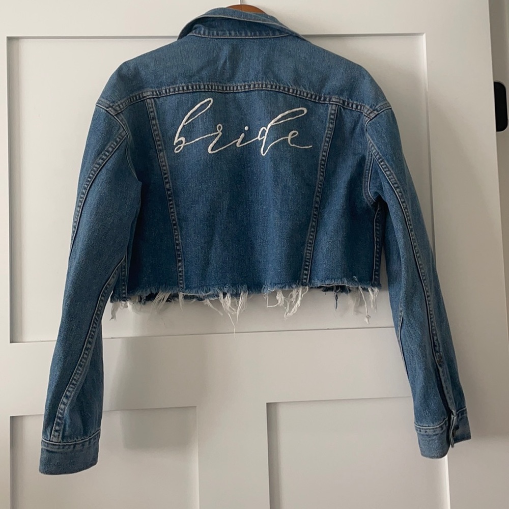 Reformation “Bride” cropped denim jacket